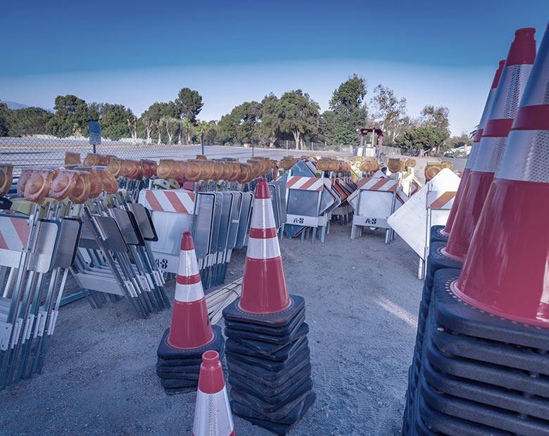 photo of construction cones and signs